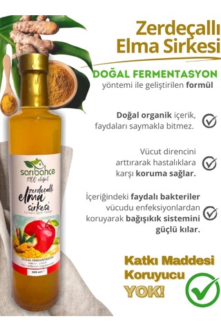 Zerdeçallı Elma Sirkesi 500 Ml 4'lü Paket - Organik Doğal Fermantasyon