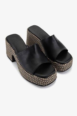Valmenti Kadın Hakiki Deri Siyah Deri Topuklu Terlik 1141 905 Bn Trlk Y26 Black Leather