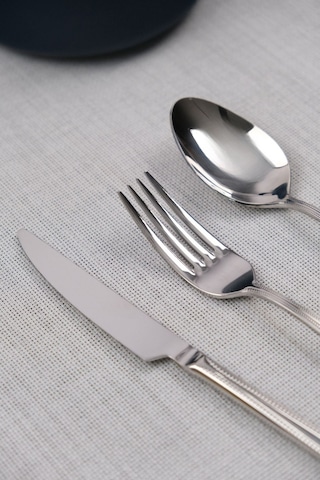 Lugga Sare Yemek Çatal Kaşık Bıçak Takımı 6 Kişilik 18 Parça Gümüş