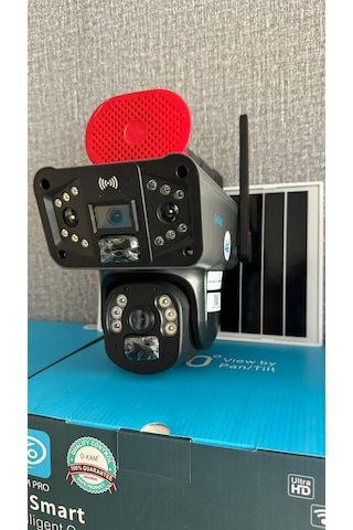 4gsim Kartlı 6mp Solar Çift Lens Güneş Enerjili Güvenlik Kamerası