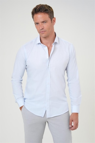 Süvari Buz Mavi Slim Fit Düz Klasik Yaka Gömlek