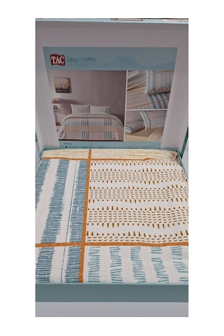 Taç Çift Kişilik %100 Pamuk Çarşafı Lastikli Pike T. Willow Sarı