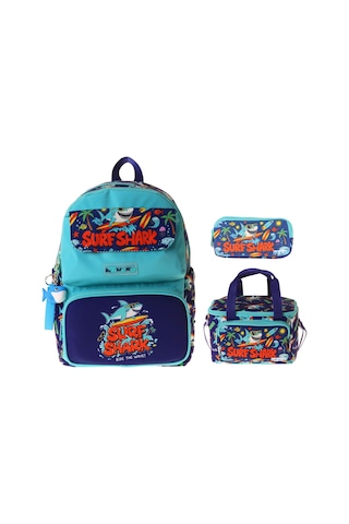 Kaukko Kids Surf Yeşil - Lacivert Renk Erkek Çocuk Üçlü İlkokul Okul Çantası Seti/takımı - Setkk-l5354a Çok Renkli