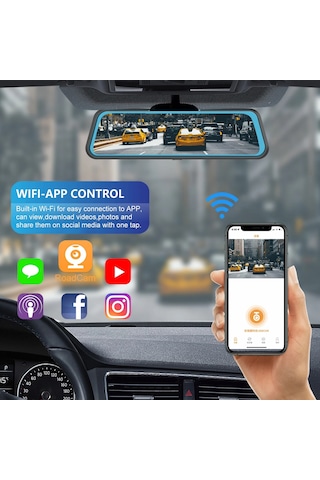 Premium Mb-5200 Wifi Ultra Hd 4k 10 İnç Ayna Kamera Wifi+gps