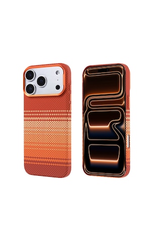 Subutu Apple Uyumlu iPhone 17 Pro Max Kılıf M-safe Şarj Özellikli Karbon Fiber Görünümlü Sbt Nekst Kapak - Turuncu-kahv Çok Renkli
