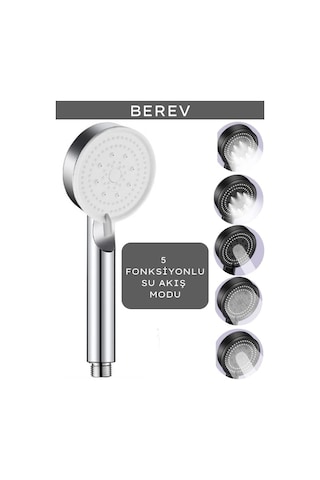 Berev Krom 5 Fonksiyonlu Yüksek Basınçlı Ayarlanabilir Duş Başlığı Genel