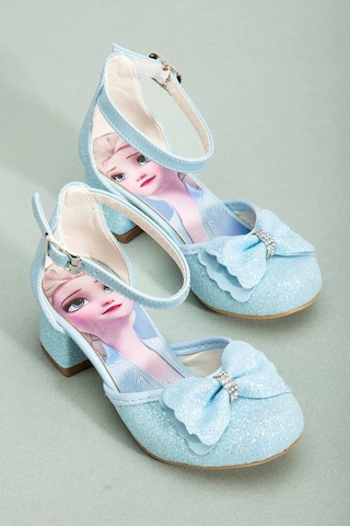 Nese Shoes Kız Çocuk Fiyonklu Prenses Topuklu Ayakkabı Mavi