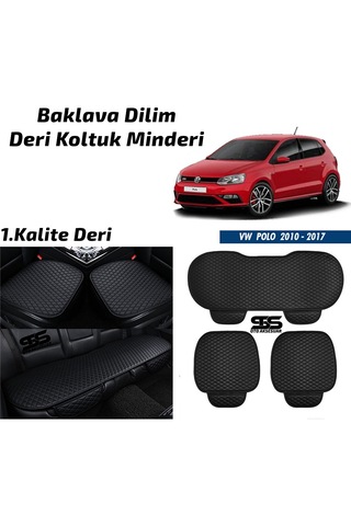 Volkswagen Polo 2010-2017 Siyah Deri Oto Koltuk Minderleri
