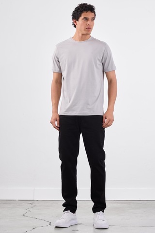 Dufy Gri Bisiklet Yaka Pamuklu Düz Renk Slim Fit Erkek T-shirt Gri