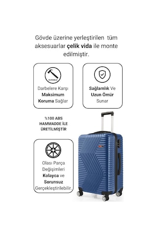 G&d Polo Suitcase Abs Kabin Ve Orta Boy Çivit Mavi 2'li Valiz Seti 600.05-set-ok Mavi