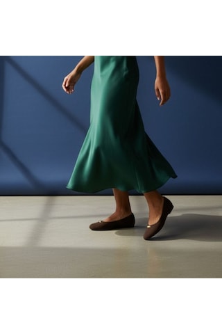 Ne&ve Shoes Kahve Süet Gold Aksesuar Detaylı Kadın Günlük Babet Kahverengi