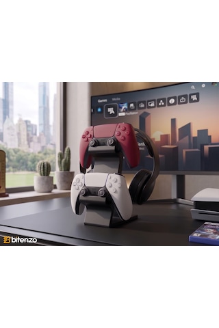3'lü Oyun Aksesuar Standı Çift Gamepad Ve Kulaklık Tutucu