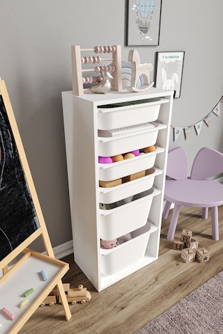%100 Mdf - Large Mono 6 Sepetli Oyuncak Dolabı Beyaz