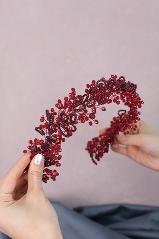 FdayAksesuar Gelinlere Özel Kristal Ve Kum Boncuklu Gelin Saç Ve Türban Aksesuarı FRDY31667