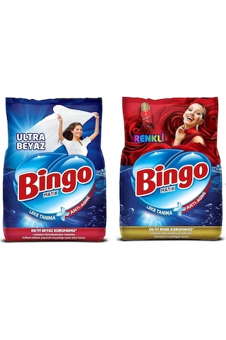 Bingo Matik Ultra Beyaz Toz Çamaşır Deterjanı 4 KG + Renkli Toz Çamaşır Deterjanı 4 KG