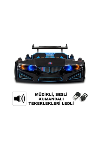 Bmw - M7 - Siyah Arabalı Yatak Araba Karyola Siyah