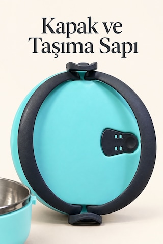 Paslanmaz Çelik İç Hazneli Beslenme Kutusu Kilitli Taşıma Saplı .