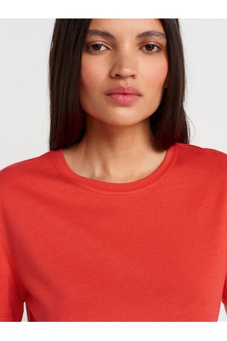 Dilvin 31791 Bisiklet Yaka Modal T-shirt-kırmızı Kırmızı