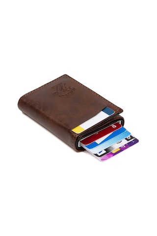 Tuldar Erkek Rfıd Otomatik Çekim Koruyucu Mekanizmalı Kağıt Para Bölmeli Hediyelik Kartlık Cüzdan Tul601 - Kahverengi