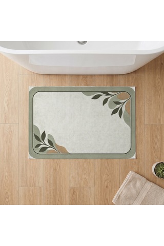 Kartela Halı Diyatomit Görünümlü Banyo Paspası Adaçayı Yeşili Kaymaz Taban 40x60 Cm