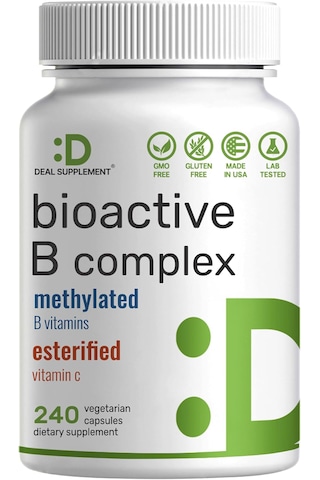 Deal Supplement Bioactive Vitamin B Complex Immune Choline İnositol Folate Energy 240 Veggie Caps