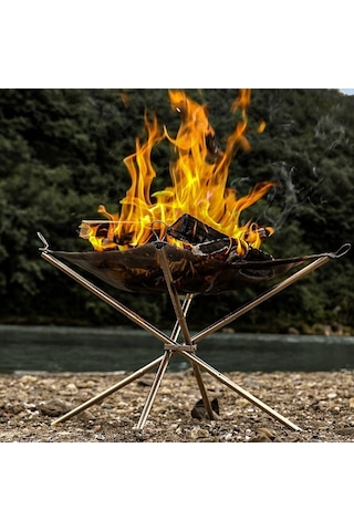 Pazly Geeroyoo Paslanmaz Çelik Kamp Mangalı - Katlanabilir, Odun Ve Isıtıcı Izgaralı, Büyük Boy, Taşınabilir Kamp Ateş Tabanı