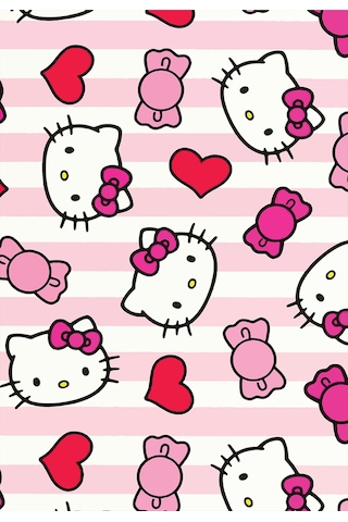 Dijital Baskılı Pembe Hello Kitty Desen Dekoratif Yıkanabilir Kaymaz Taban Çocuk Halısı Çok Renkli