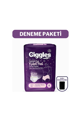 Giggles Külot Ped 52-100 Bel Ölçüsü 360 Esnek Beden Sızdırmaz Regl Gece Külodu 1 Paket 4 Adet