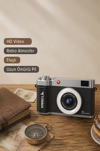 Torima CMR50 Mini Dijital Retro Kamera 48 MP Selfie Video Vlog Kamerası
