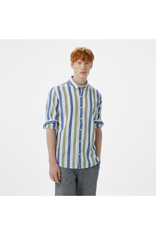 Nautica Erkek Yeşil Classic Fit Çizgili Gömlek Çizgili W55517t Yeşil