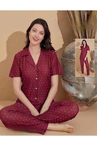 Boyraz Kadın Milan Boydan Düğmeli Kısa Kol İnce Pijama Takımı 11037 - 1 Adet 001