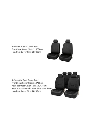 4 Parça Araba Koltuğu Kapakları, Evrensel Nefes Deri Bej Ve Siyah