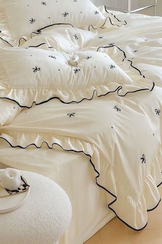 Uçkan Home Soft Elegance Çift Kişilik Nevresim Seti %100 Pamuk Ekru--UH-00036