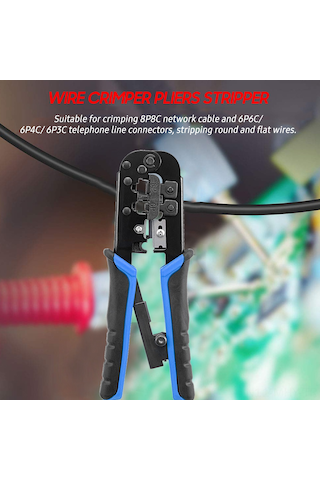 Monyee 7sq-568 Multifonksiyon Telsiz İçin Kablolu Pres, Soğutma Ve Kesme Aleti Siyah+mavi