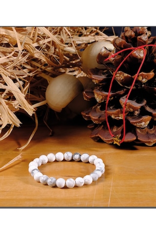 Ssilhoutte Doğaltaş Sertifikalı Havlit Taşı Diş Sağlığı Ve Stres Bilekliği Hediye Bileklik Doğaltaş Bileklik Beyaz