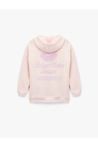 Koton Uzun Kollu Kapüşonlu Baskılı Oversize Sweatshirt Pembe 6wal10550ık Gül