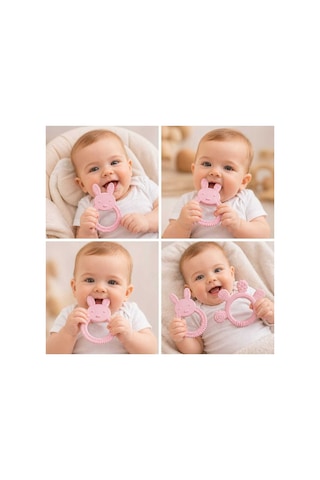 Bebek Diş Kaşıyıcı Kolay Tutuş, Güvenli Kullanım Pembe