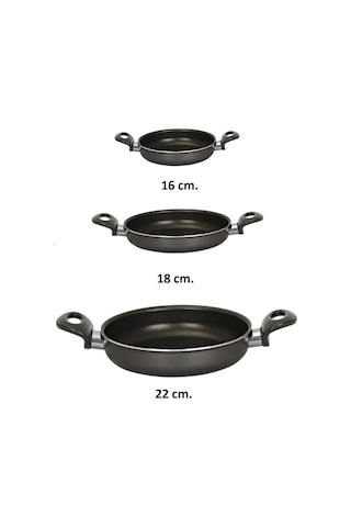 Onyx Üçlü Set Kapaksız Teflon Sahan Seti, 16-18-22 Cm Dtteflon-16-18-22 Çok Renkli