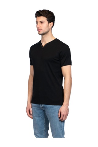 Jsco Hscstore Erkek V Yakalı Basic Siyah Tişört - 8401