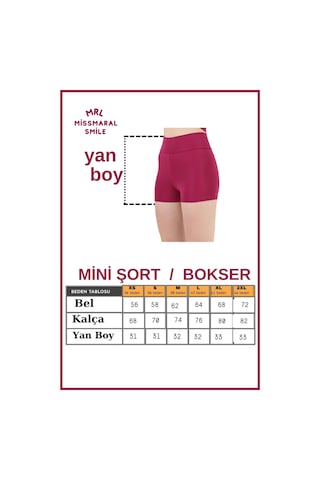 Missmaral Kadın Mürdüm Siyah Yüksek Bel Toparlayıcı İç Göstermeyen Boxer Şort Deniz Havuz & Günlük Kullanım Mürdüm