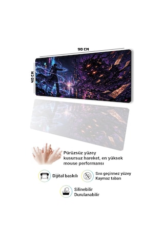 Sonictouch Klavye Mousepad 40x90cm Dikişsiz Pürüzsüz Sıvı Geçirmez Kaymaz Taban Neon Büyücü
