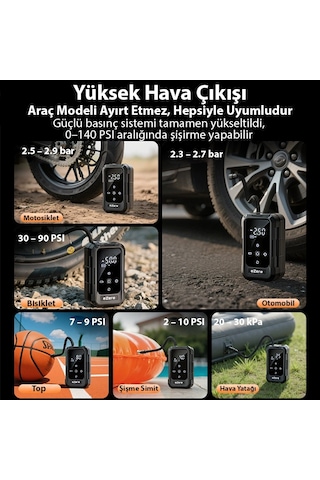 Ezere Airforce Pump Taşınabilir Araba Yüksek Güçlü Elektrikli Kablosuz Lastik Hava Pompası