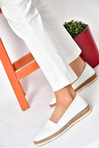 Fox Shoes P555002503 Beyaz Hakiki Deri Günlük Kadın Ayakkabı Beyaz-hakiki Deri Beyaz