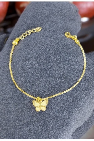 Kelebek Boncuk Figürlü Altın Kaplama Kadın Bileklik Gold