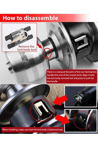 Yaozixa Stainless Steel Odalar Kilidi, Bakır Kilitleme Çekirdeği, 30-45mm Uygun, Dayanıklı, Kol Seti, Kol Ayaklı Kilit, Kolay Kurulum, Anahtarlı