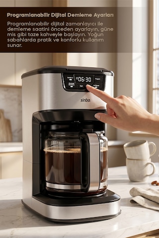 Scm-9040 Otomatik Zaman Ayarlı Xl 14 Fincan Filtre Kahve Makinesi Dijital Göstergeli