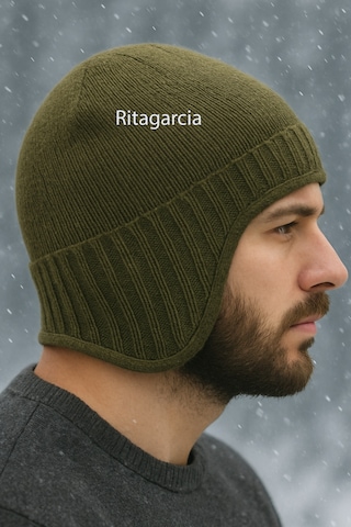Ritagarcia Unisex Polar Astarlı Kulaklı Bere - Rüzgar Geçirmeyen Termal Kış Beresi Haki