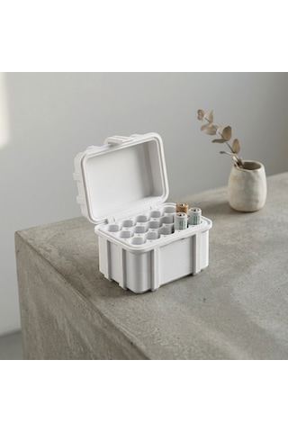Aa Pil Saklama Kutusu 3d Baskı Taşıma Kutusu 15'li Pil Organizer Kutu Beyaz