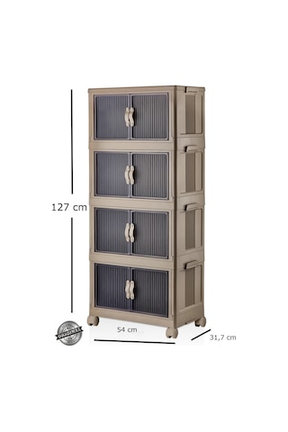 Çok Amaçlı Kapaklı Portatif İstiflenebilir Tekerlekli Organizer Dolap Kahverengi Kahverengi