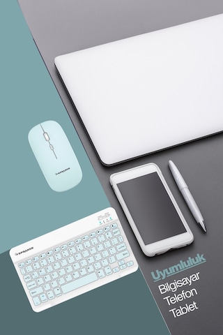 Tablet Ve Telefonlar İçin Bluetooth - Wireless Klavye Ve Mouse Set - Siyah Diğer